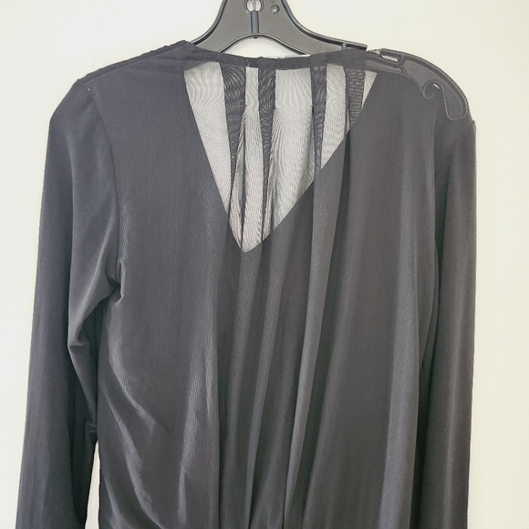 ALEX & AVA By Komarov two tone draped and twist front, sheer mesh back dress - Picture 7 of 11